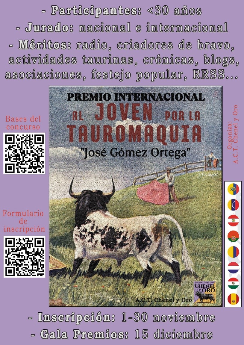 La Asociación Cultural Taurina Chenel y Oro ha presentado el Premio Internacional al Joven por la Tauromaquia “José Gómez Ortega”