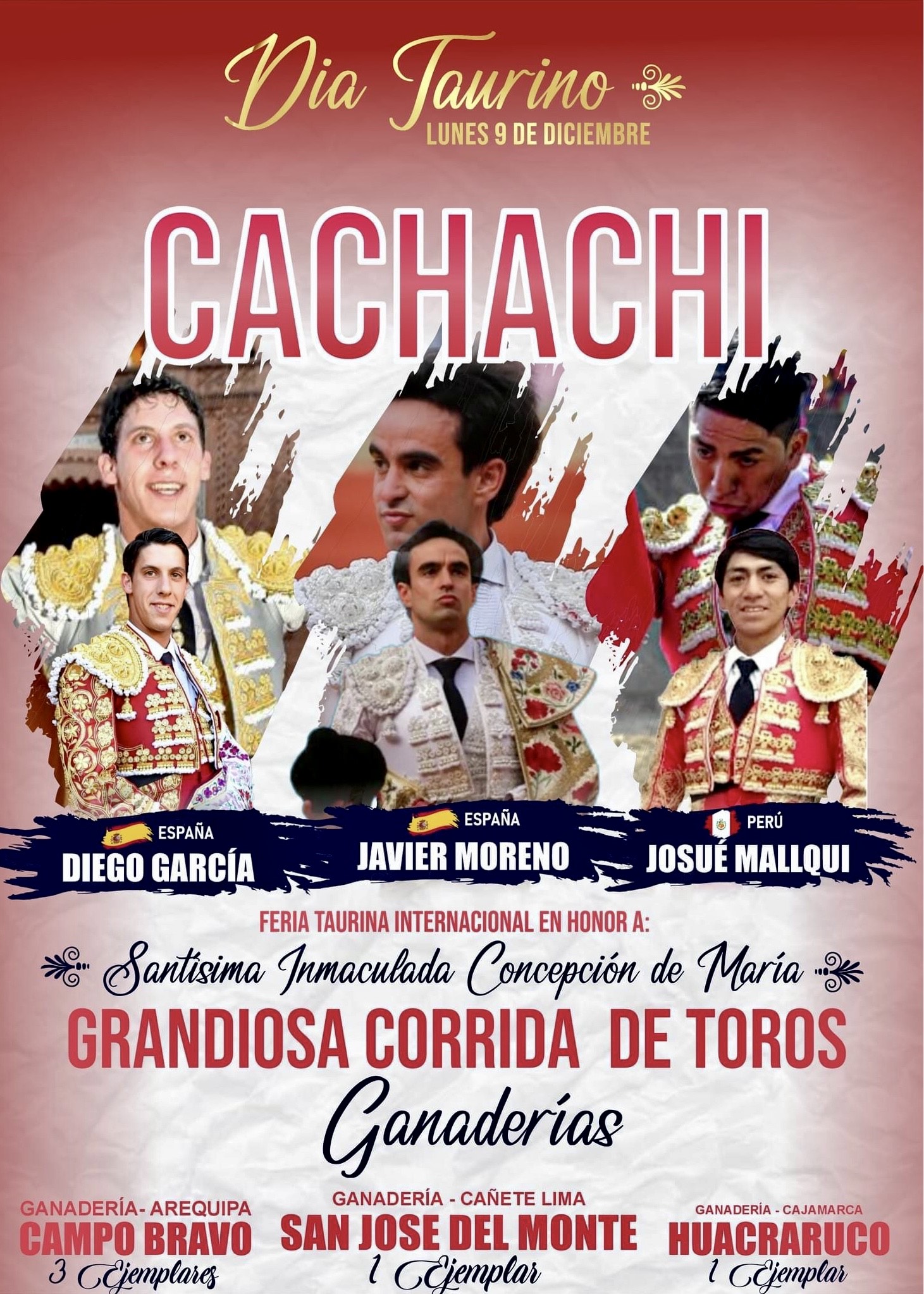 El cartel estará compuesto por un mano a mano entre los matadores españoles Javier Moreno "Lagartijo" y Diego García