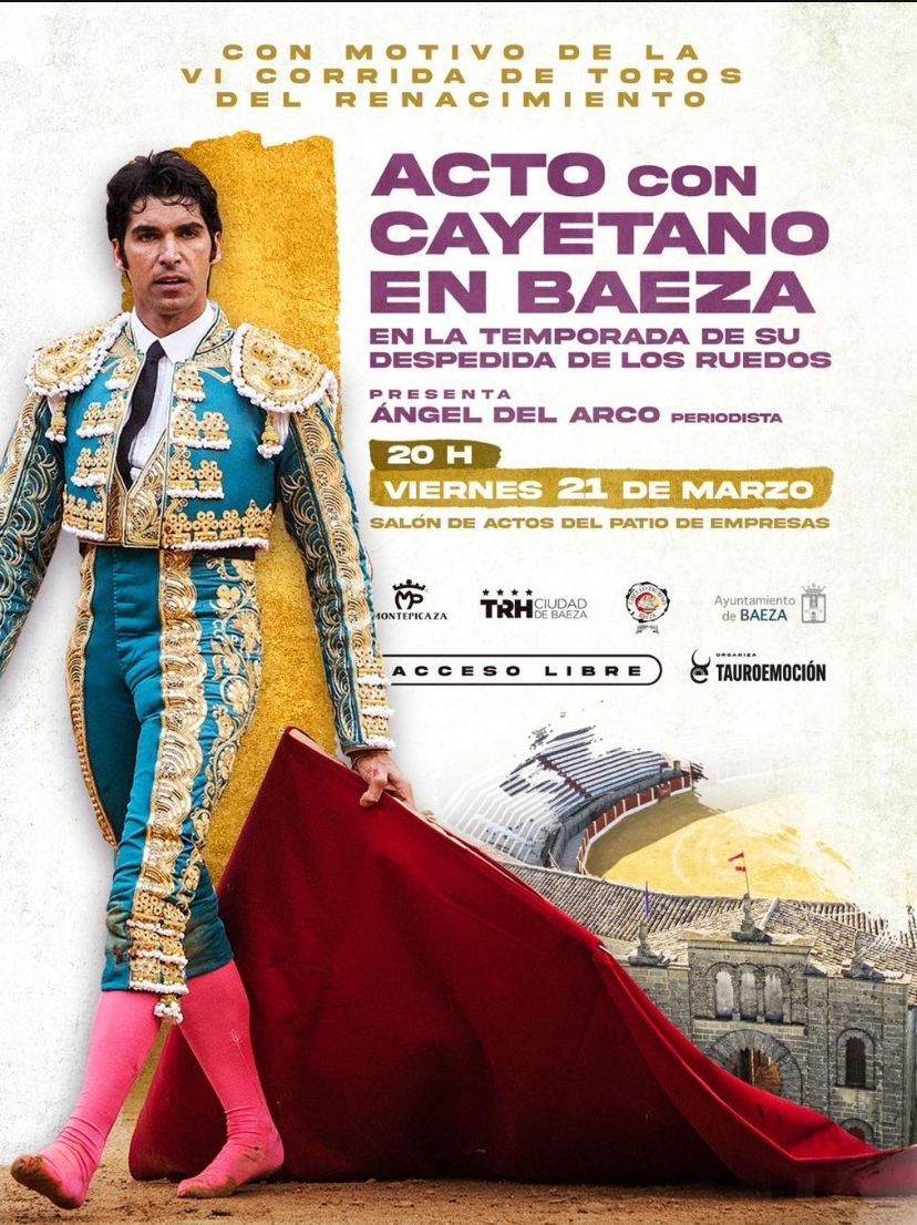Baeza recibe este viernes a Cayetano, previo a la Corrida del Renacimiento del 6 de abril