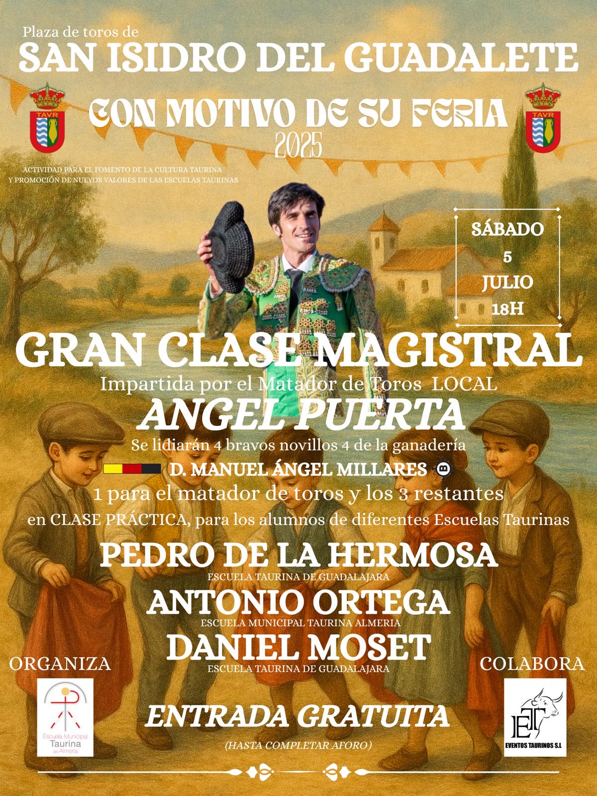 San Isidro del Guadalete acogerá una Gran Clase Magistral con el matador Ángel Puerta y jóvenes promesas del toreo