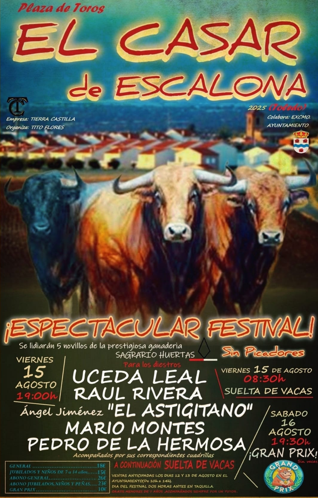 Uceda Leal y Raúl Rivera encabezan el festival taurino de El Casar de Escalona el 15 de agosto
