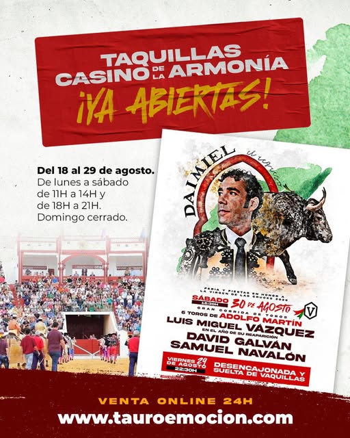 Comienza la venta física de entradas en Daimiel para los días 29 y 30 de agosto