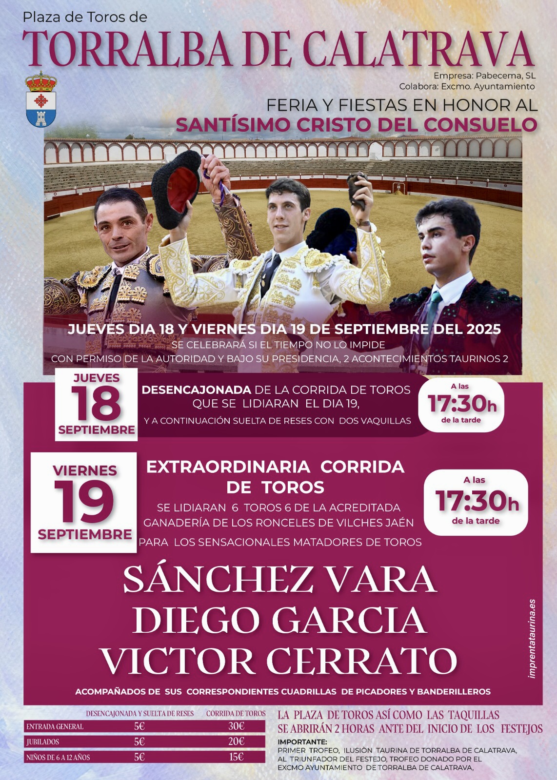 Presentada una corrida de toros para el 19 de septiembre en Torralba de Calatrava