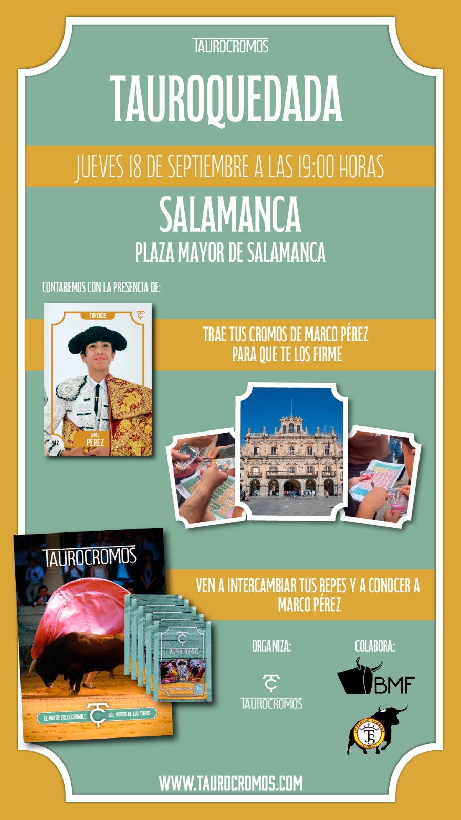 Tauroquedada con Marco Pérez en la Plaza Mayor de Salamanca