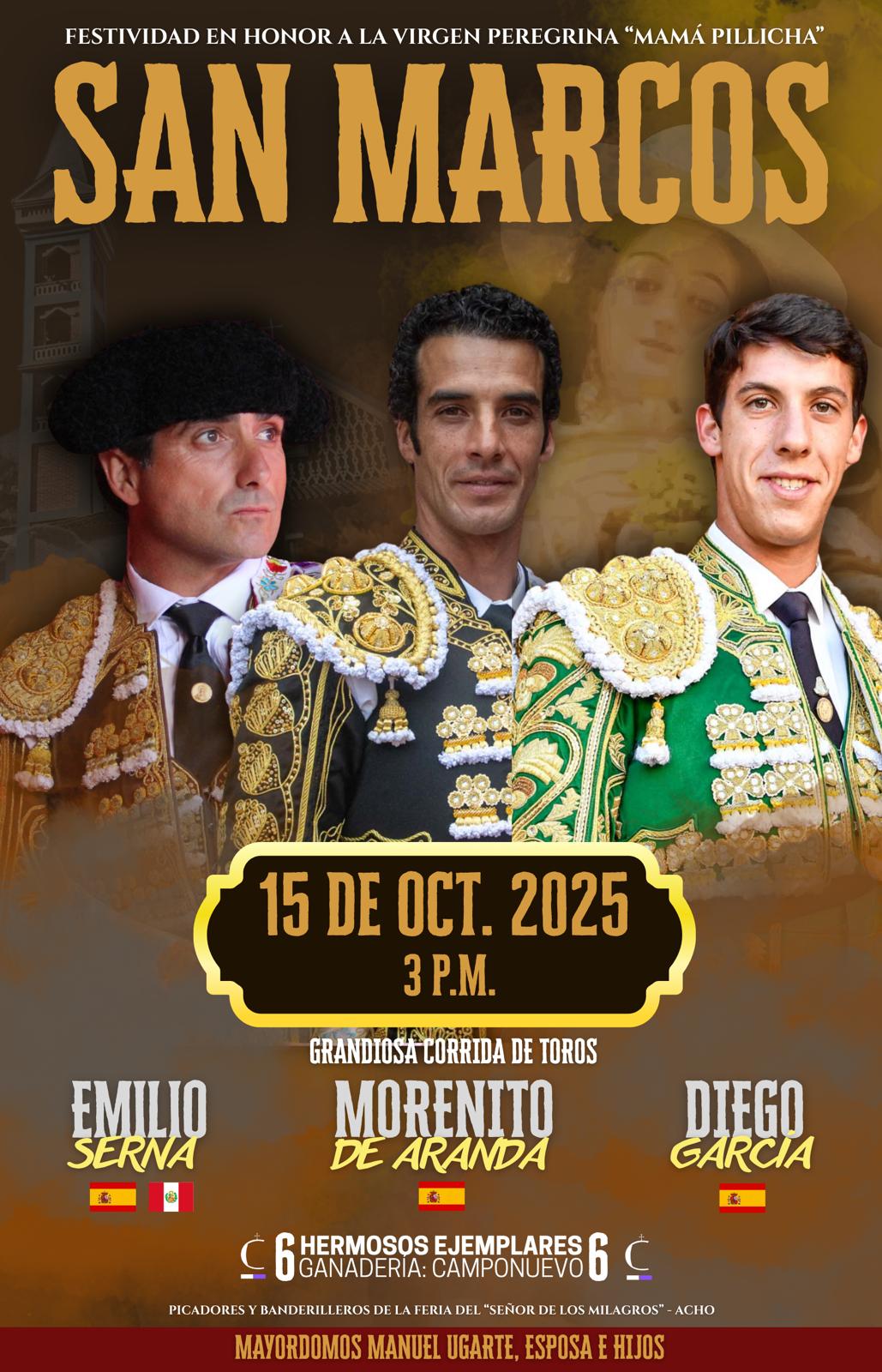 Emilio Serna, protagonista de dos grandes citas taurinas en San Marcos y Vichaycocha