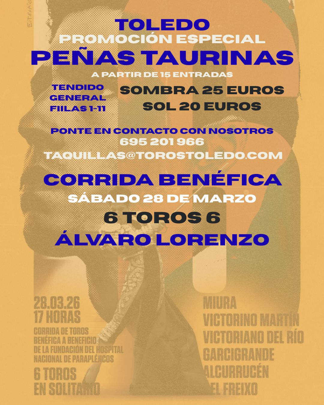 Entradas desde 20 euros para peñas y asociaciones en la corrida benéfica de Toledo con Álvaro Lorenzo