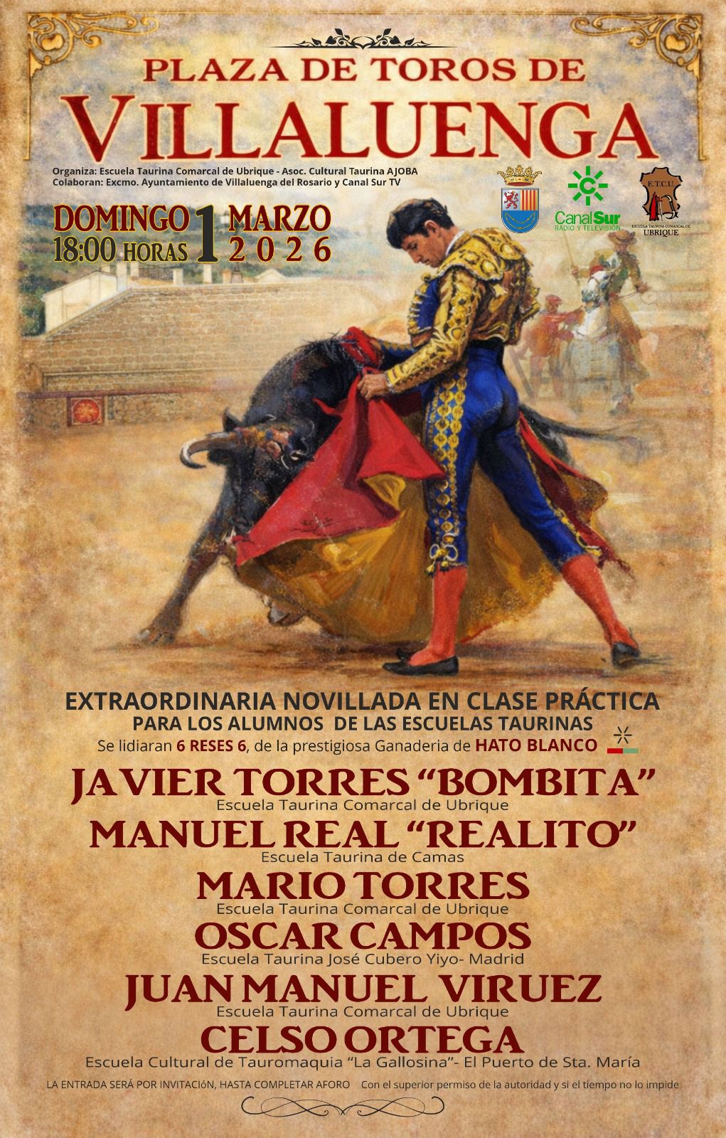 Villaluenga del Rosario celebra este domingo una novillada sin picadores retransmitida por Canal Sur