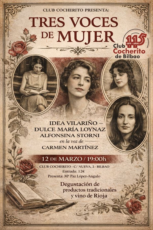 El Club Cocherito acogerá el recital poético “Tres voces de mujer” con versos de Vilariño, Loynaz y Storni