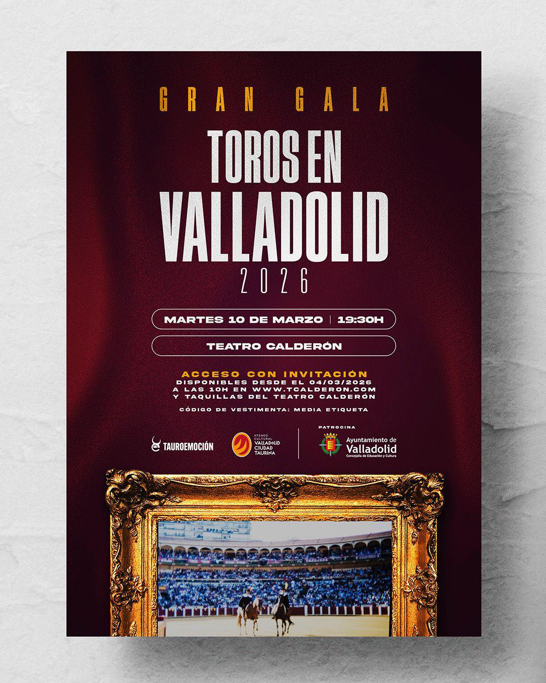 La Gala Toros Valladolid 2026 se celebrará el 10 de marzo en el Teatro Calderón