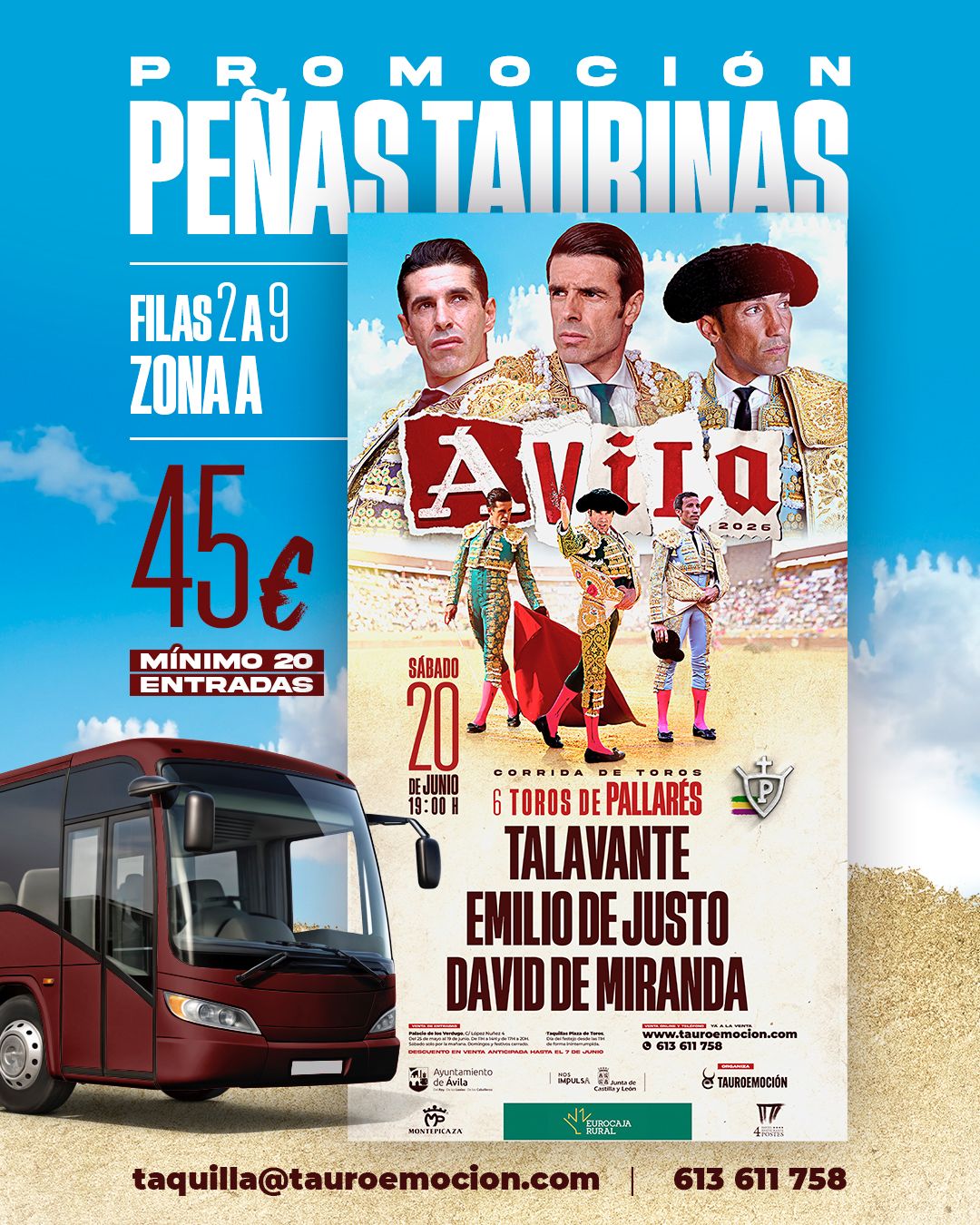 Tauroemoción impulsa un descuento para peñas en la corrida de Ávila del 20 de junio