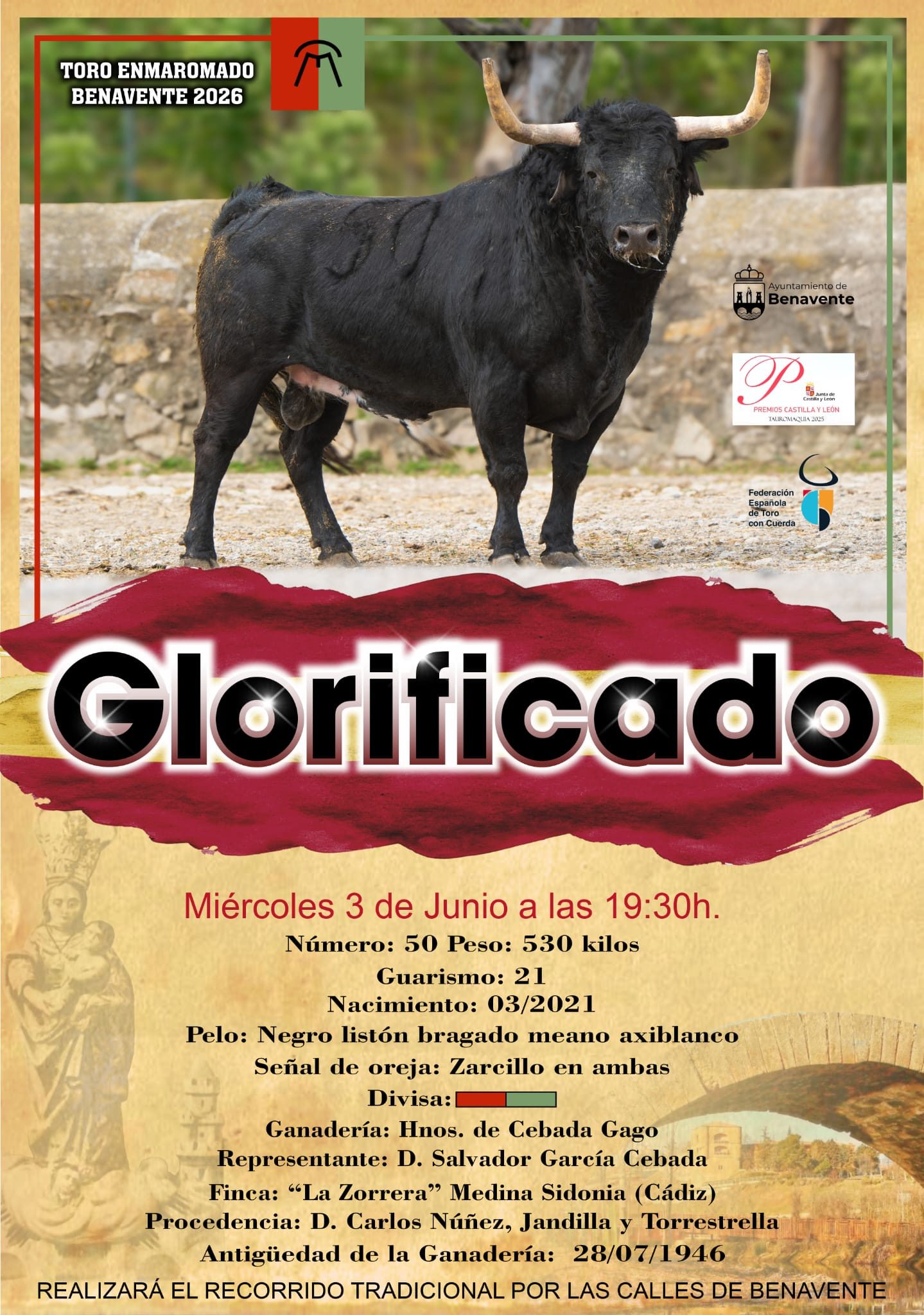 Benavente ya tiene Toro Enmaromado 2026: “Glorificado”, de Cebada Gago, protagonizará un rito con siglos de historia