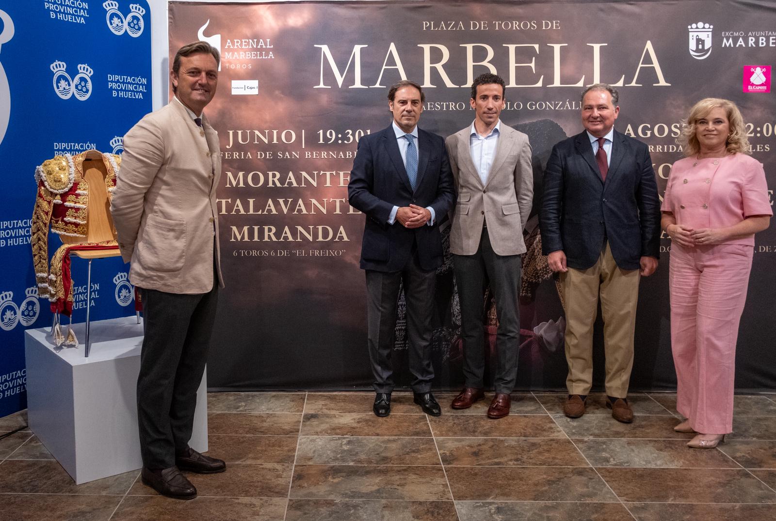 Huelva arropa a David de Miranda en la presentación de la Feria Taurina de Marbella junto a Morante y Talavante