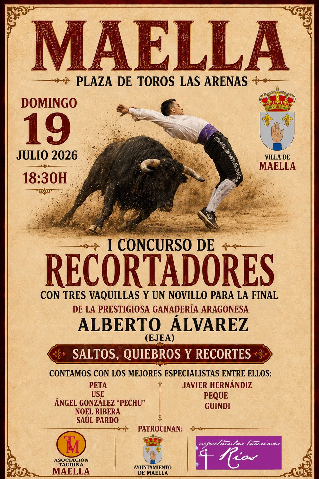 Maella estrenará su primer Concurso de Recortadores con especialistas de primer nivel y ganado de Alberto Álvarez