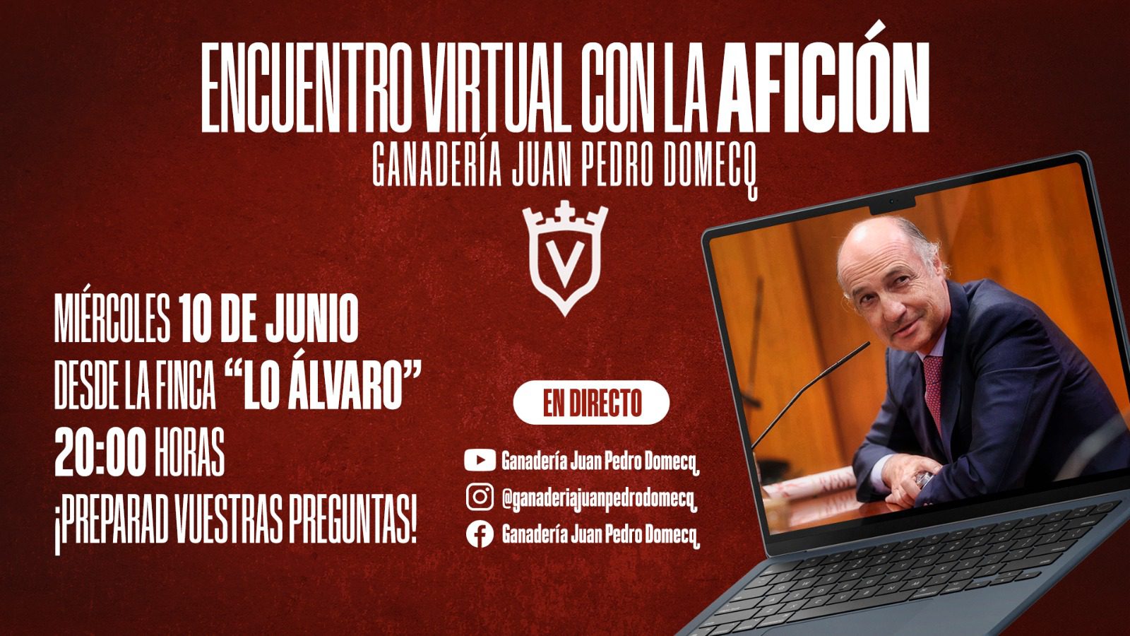 Juan Pedro Domecq responde en directo: encuentro virtual con los aficionados