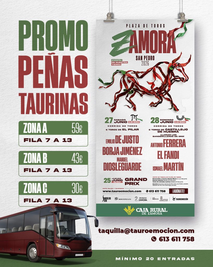Tauroemoción lanza una promoción especial para las peñas taurinas en la Feria de San Pedro de Zamora