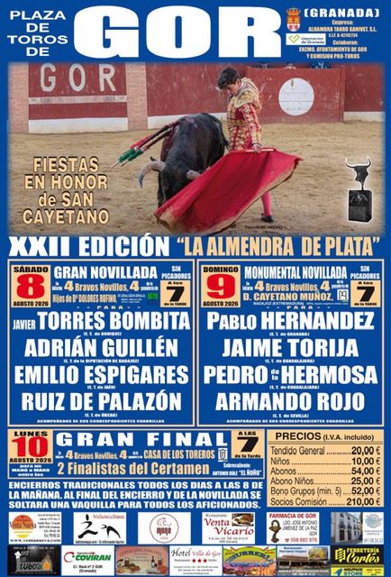 Presentado el cartel taurino de las fiestas en honor de San Cayetano en Gor (Granada)