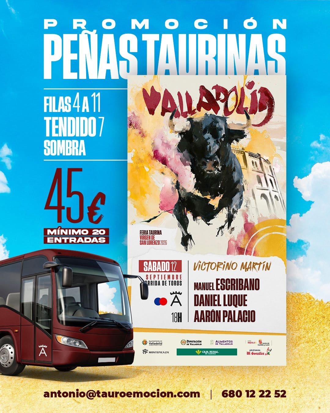 Tauroemoción lanza una promoción para peñas taurinas en la corrida de Victorino Martín en Valladolid