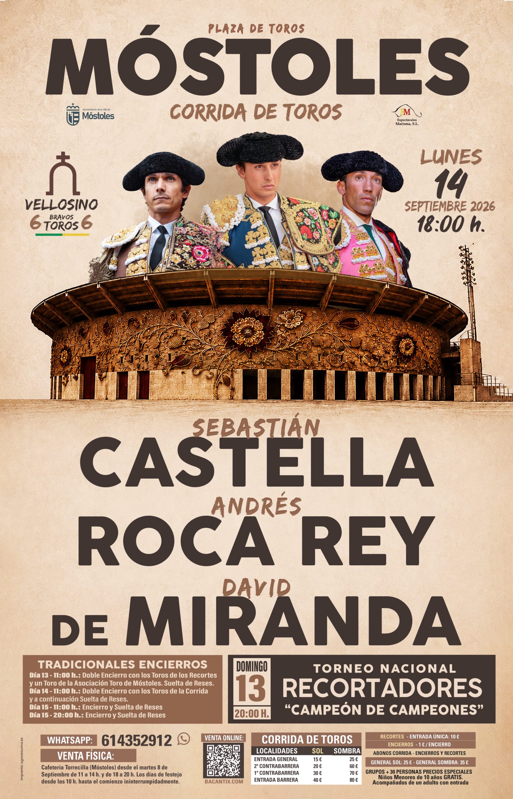 Móstoles se viste de gala: Castella, Roca Rey y David de Miranda, juntos el 14 de septiembre