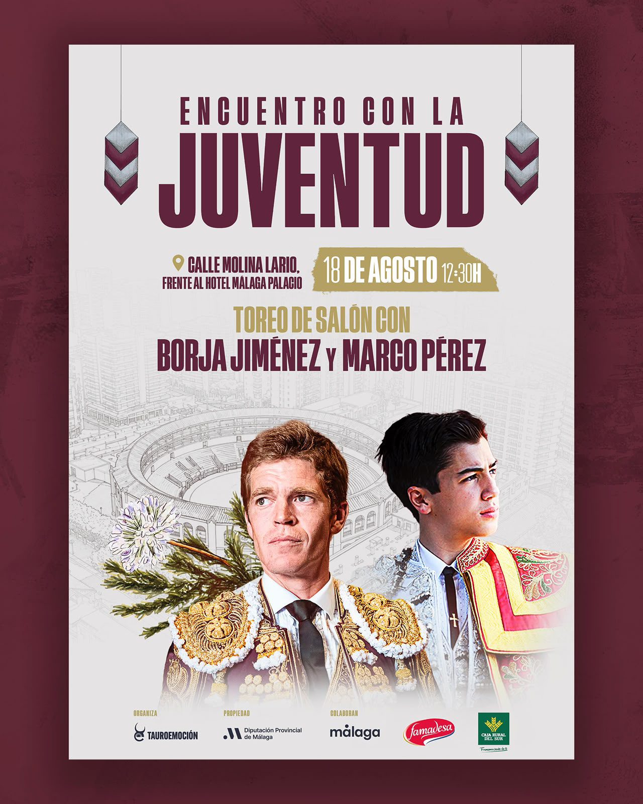 Borja Jiménez y Marco Pérez llevan el toreo al centro de Málaga en un encuentro con jóvenes