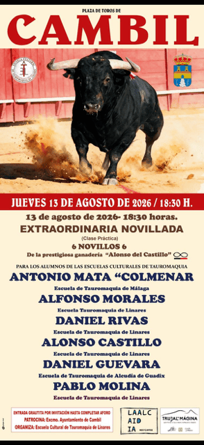 La Escuela de Tauromaquia de Linares organiza una novillada en la plaza de toros de Cambil