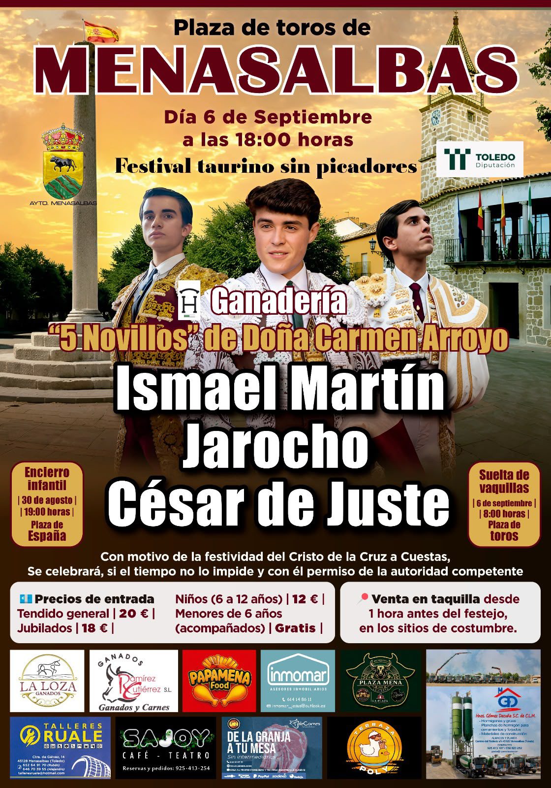 Menasalbas reúne a Ismael Martín, Jarocho y César de Juste en su festival taurino