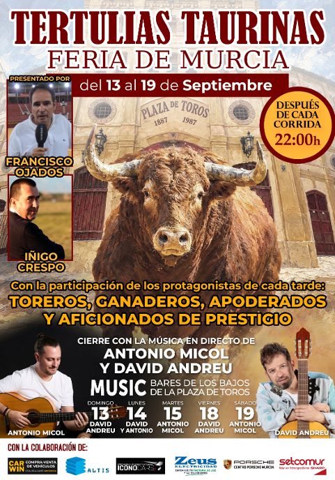 Las tertulias taurinas regresan a Murcia con coloquios y flamenco tras cada festejo