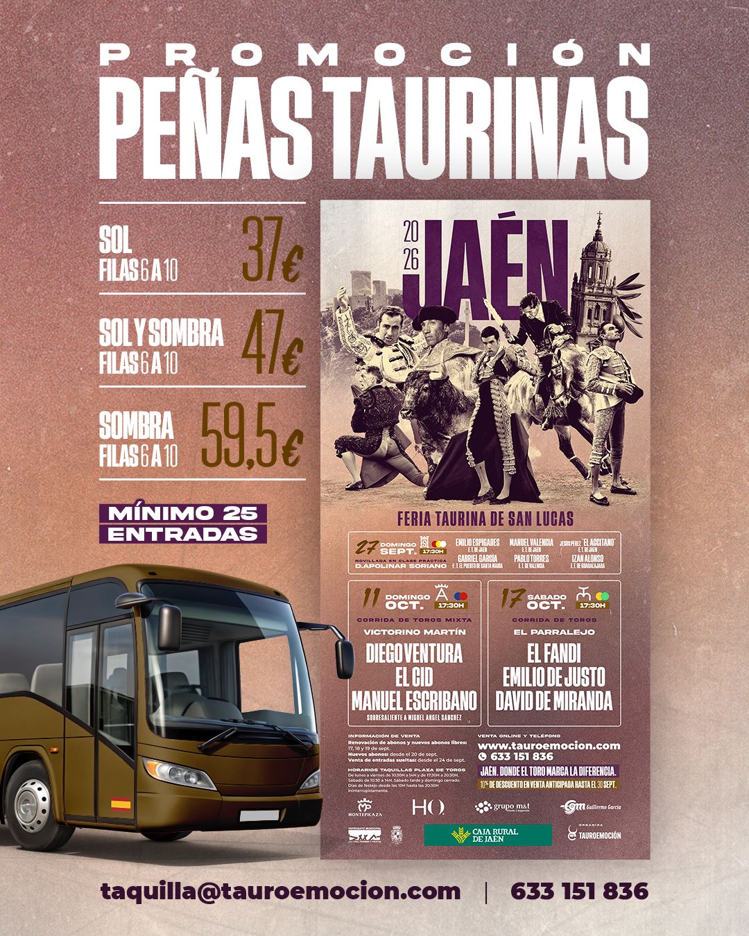 Tauroemoción lanza una promoción especial para peñas en la Feria de San Lucas de Jaén