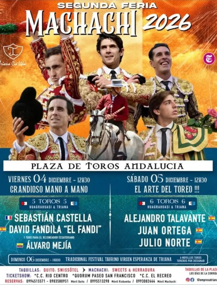 Castella, El Fandi, Talavante, Juan Ortega y Julio Norte, anunciados en la segunda feria de Machachi