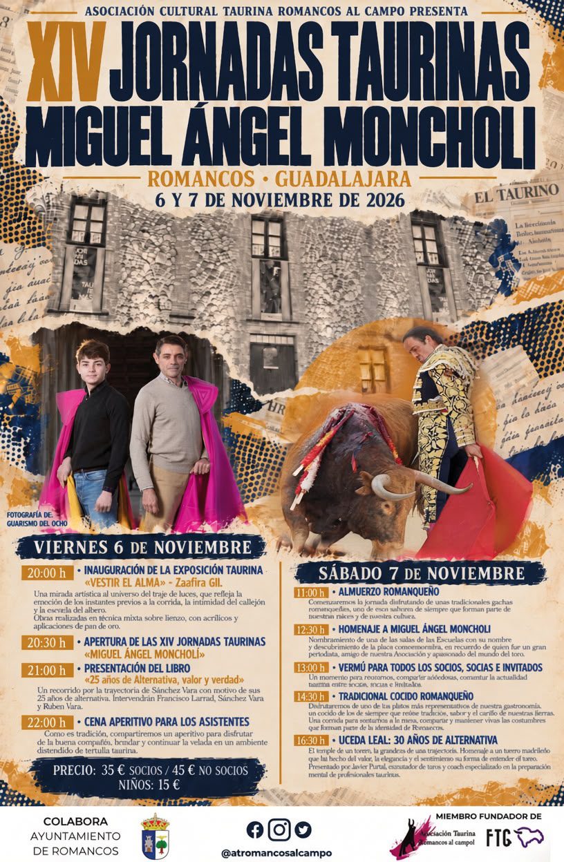 Sánchez Vara, Uceda Leal y el recuerdo a Moncholi, protagonistas de las XV Jornadas Taurinas de Romancos